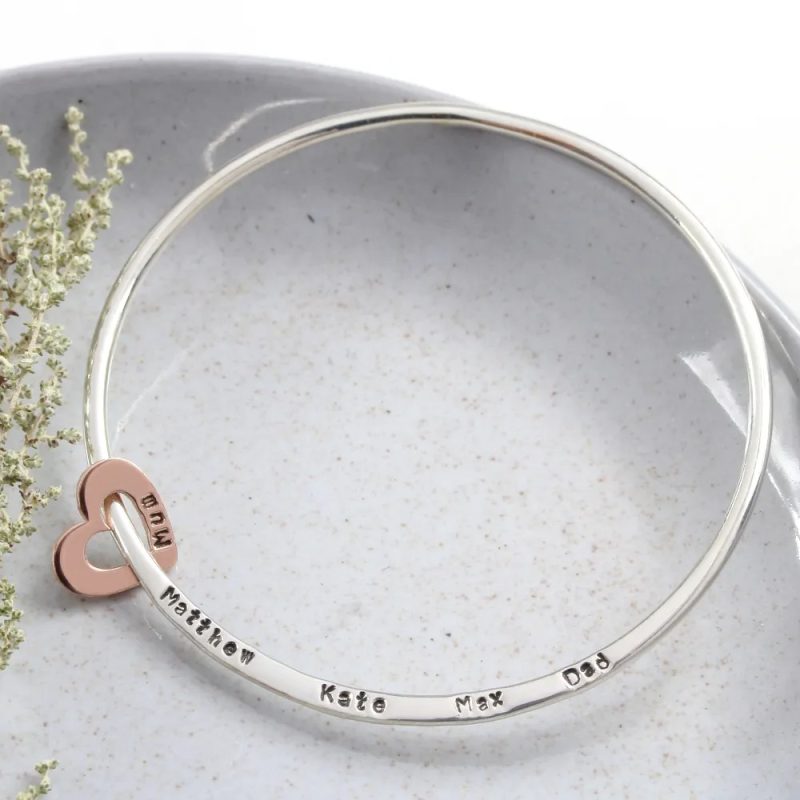 personalised silver bangle