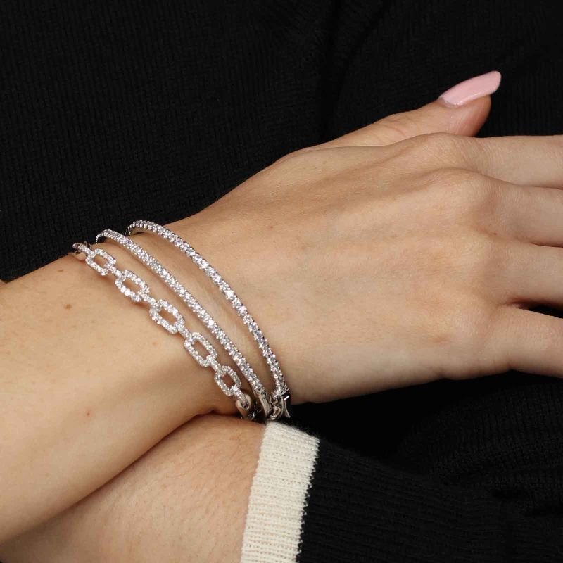 silver diamond bangle bracelet