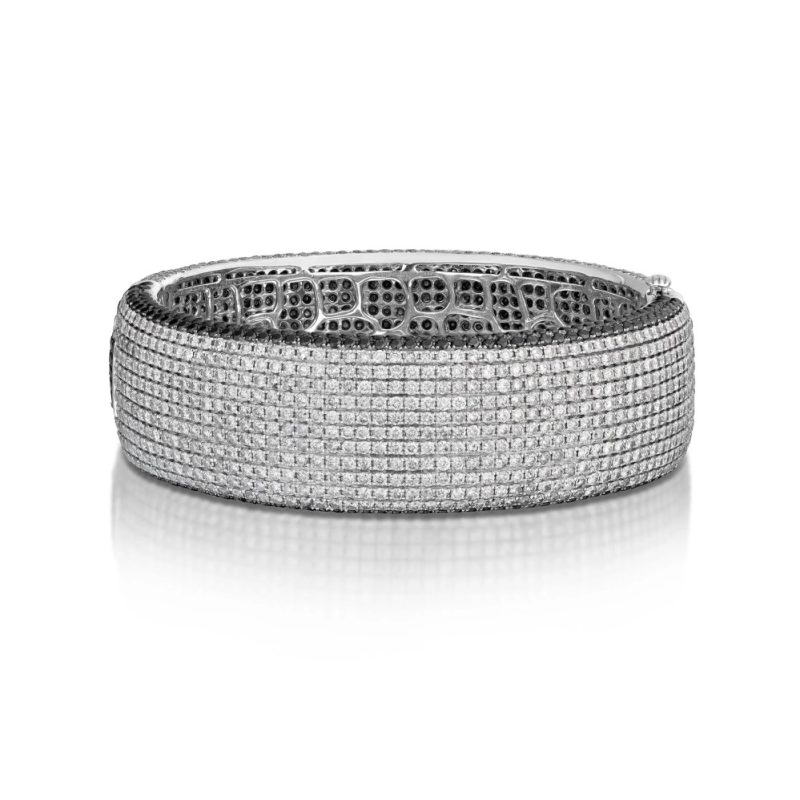 silver diamond bangle bracelet