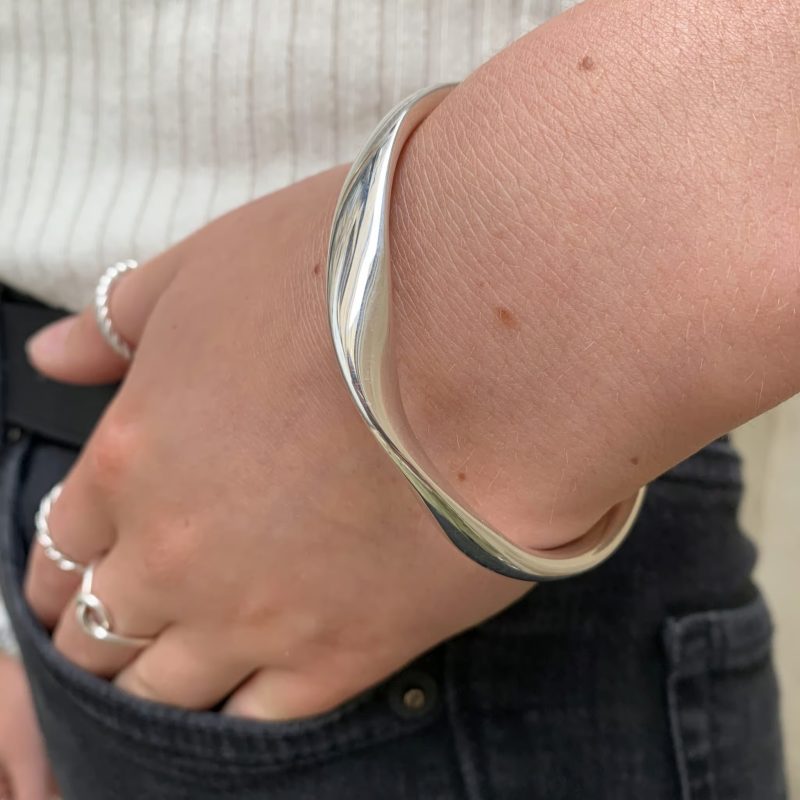 chunky silver bangle